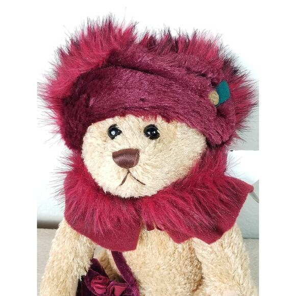 Ruby Brass Button Bears Teddy Bear 2004 Handcrafted 13" The Bear of Happiness - Picture 2 of 13